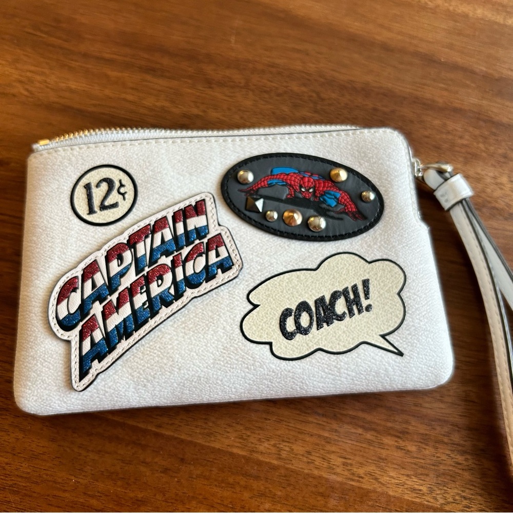 Coach White Comic Patch Wristlet